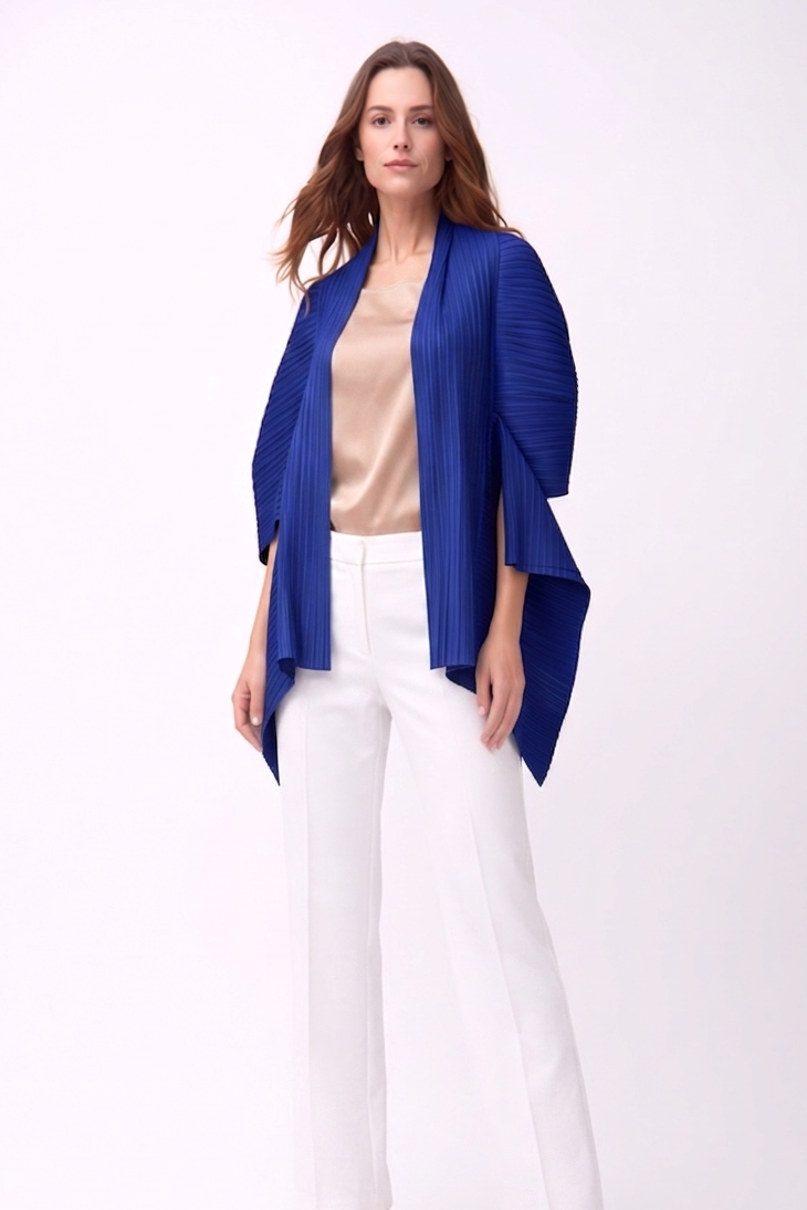 2-Way Pleated Kimono Jacket ‚ One Size- Royal Blue