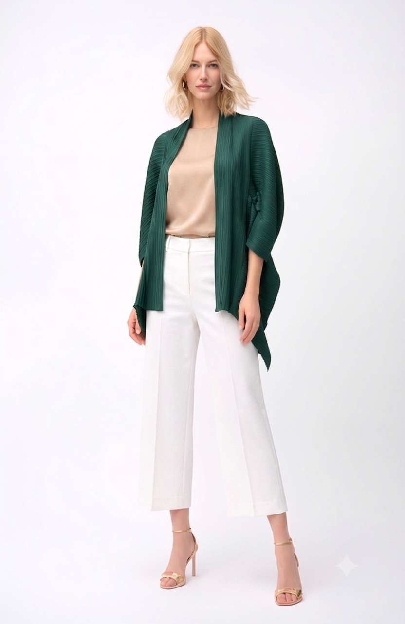 2-Way Pleated Kimono Jacket ‚One Size- Dark Green