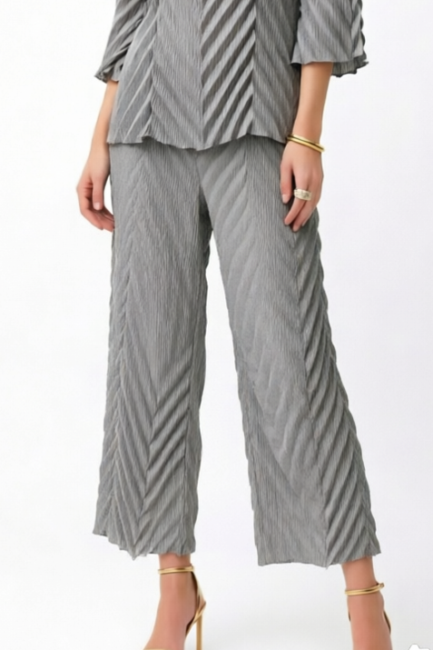 Pleating Pants with Pockets- Chevron Flow- Grey