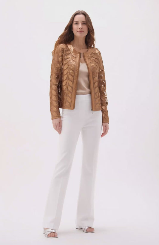 Faux Leather leaves jacket (New color ) Rosewood