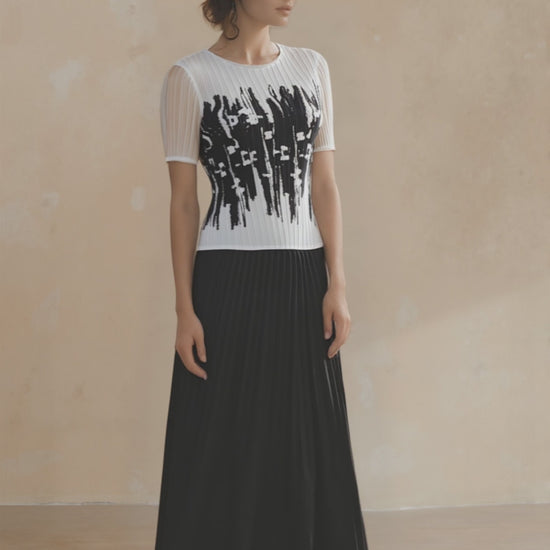 Pleated Sleeve Dress