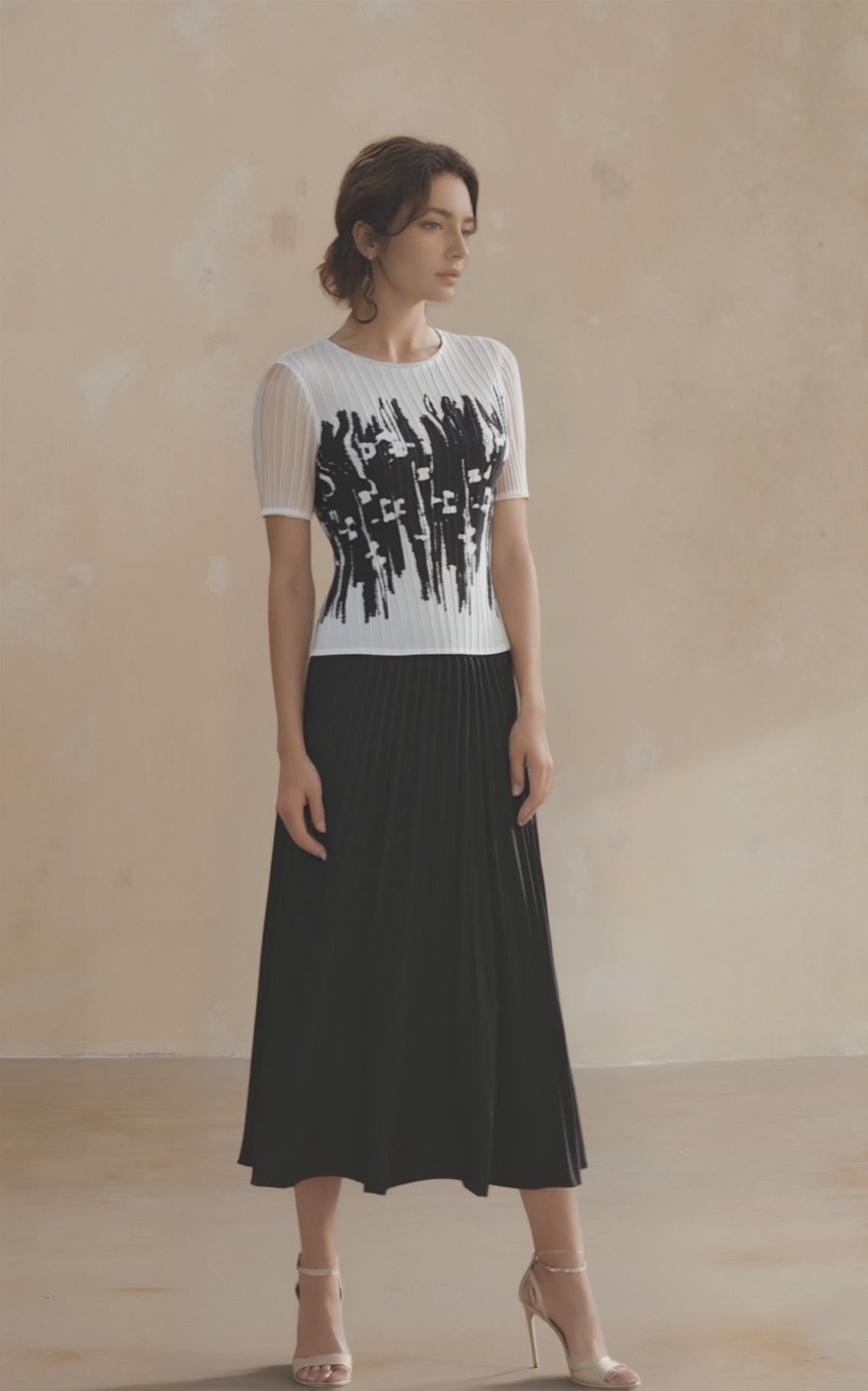 Pleated Sleeve Dress